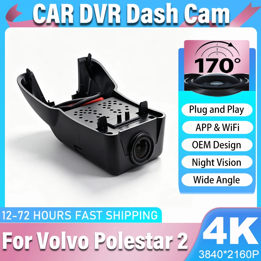 New! Plug and Play Car Dvr Dash Cam Camera Video Recorder Original For Volvo Polestar 2 2020-2026 UHD 4K DashCam for Polestar 2