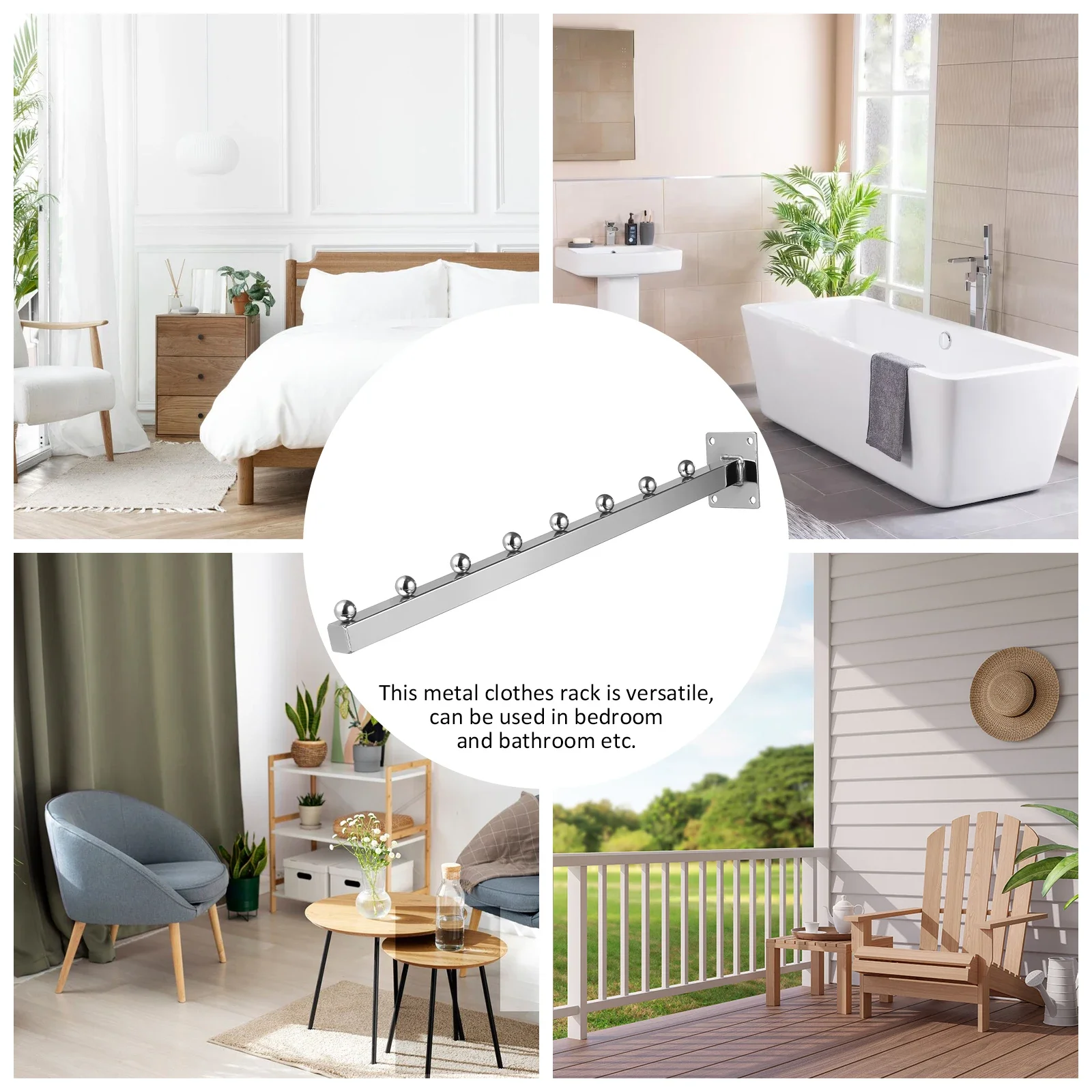5 pcs Mounted Rack Elegant Space-Saving Beaded Design Laundry Room Organization Clothes Hanger Coat Hanger Wall Wall Clothes Rod