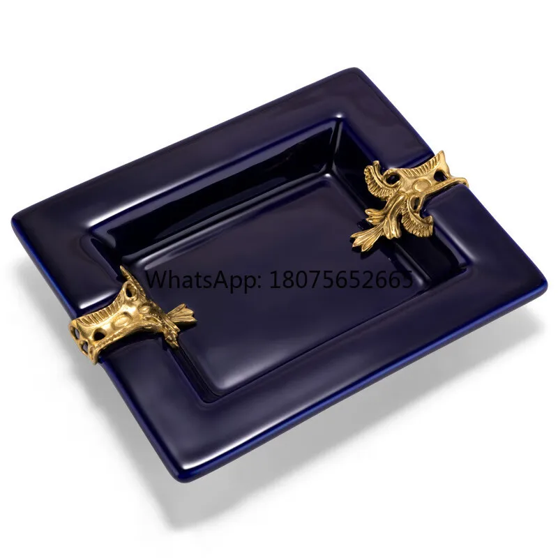 Cigar ashtray retro ceramic living room office dual aperture cigar ashtray