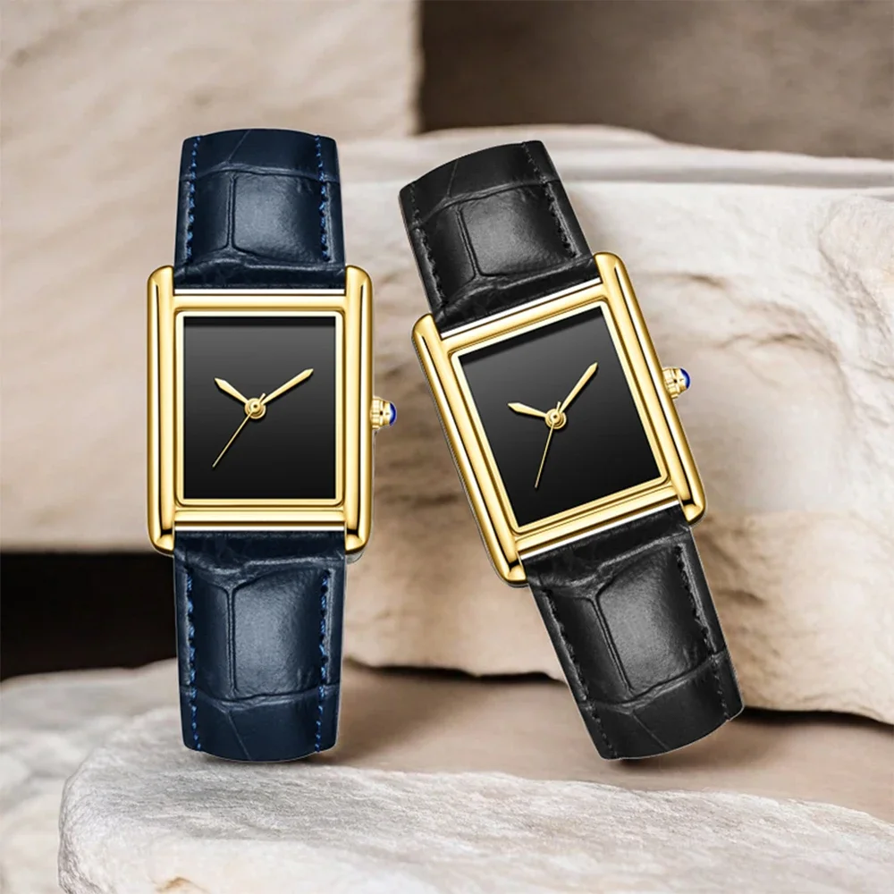 

Роскошные часы для мужчин, простой прямоугольный черный кожаный ремешок, деловые кварцевые наручные часы, мужские часы, подарки для влюбленных, Relogios Masculino