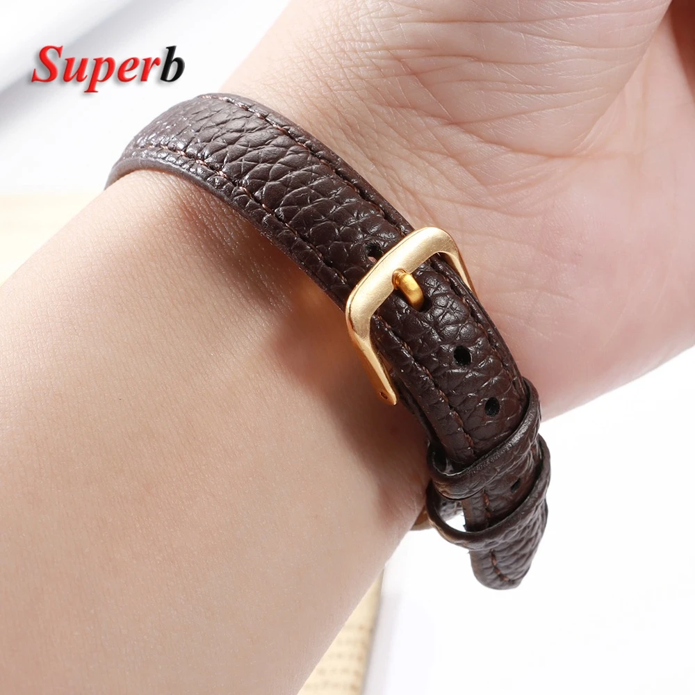 Мягкий кожаный ремешок для часов из искусственной кожи с узором личи для мужчин и женщин, черный, коричневый, сменный браслет 12 мм, 14 мм, 16 мм, 18 мм, 20 мм, 22 мм