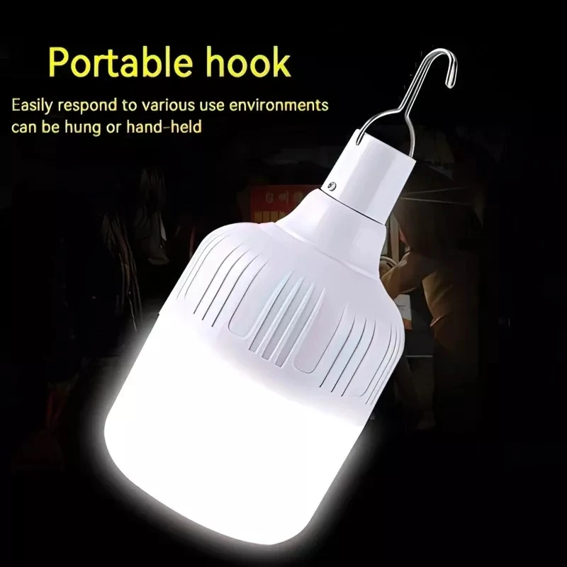 Portable Emergency Lights Hook Outdoor USB Rechargeable Mobile LED Lamp Bulbs Fishing Camping Patio Porch Garden Lighting 60W