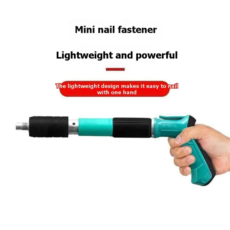 ABFI Pneumatic Nail Gun With Storage Toolbox And 100 Nails- Silent Nail Gun Ceiling Installation Tool Wall Channel Fixing Nailer