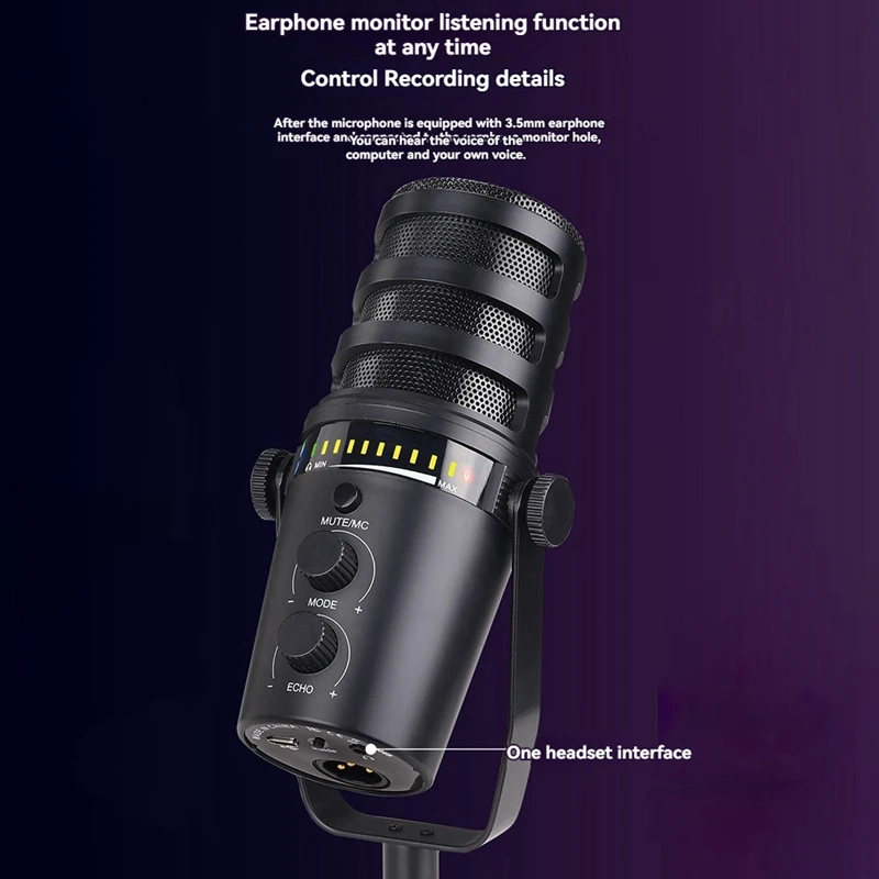 ميكروفون سلكي ديناميكي USB/XLR معدني ميكروفون MV7 لتسجيل البث المباشر للألعاب