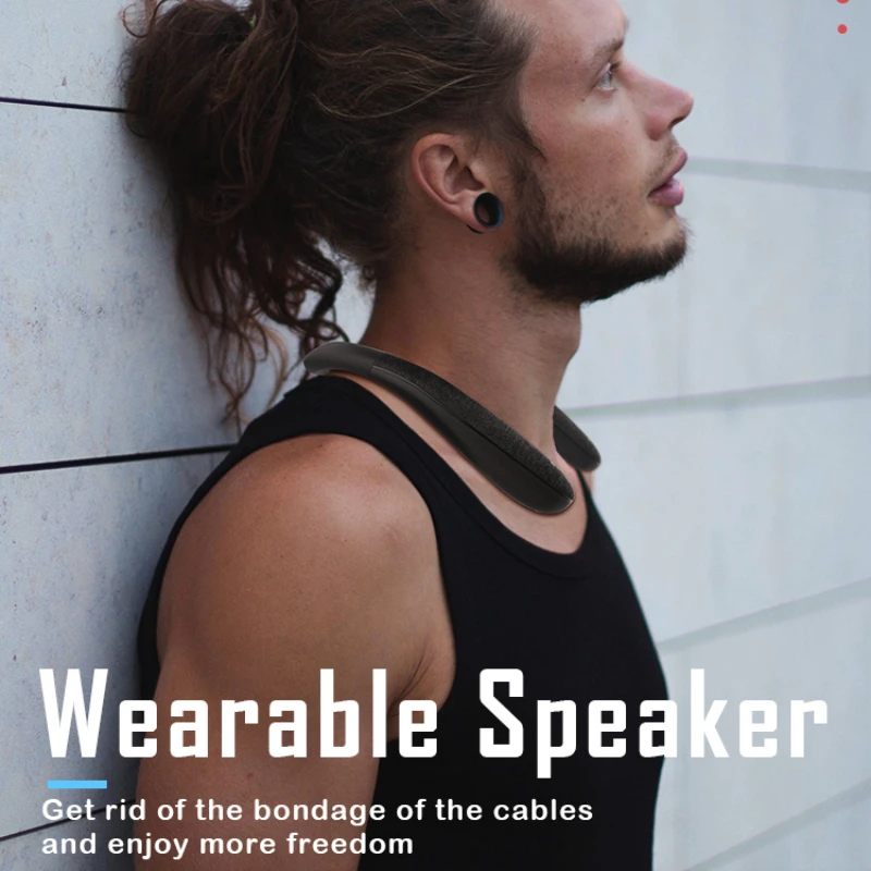 High Quality Bluetooth Neckband Wireless Wearable Speakers Home Outdoor Wireless Speakers True 3D Stereo Sound with Microphone