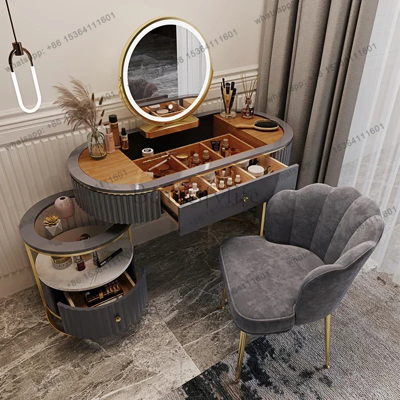 FG Luxury Charm Dressing Table Luxury Nordic Salon Drawer Nordic Dressing Table Mirror Chair Storage Coiffeuse Furniture Makeup