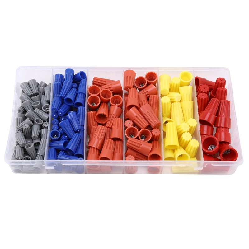 180Pcs Electrical Wire Connectors Screw Terminals, Easy Twist On Connector Kit With Spring Insterted Wire Nuts Cap Connections A