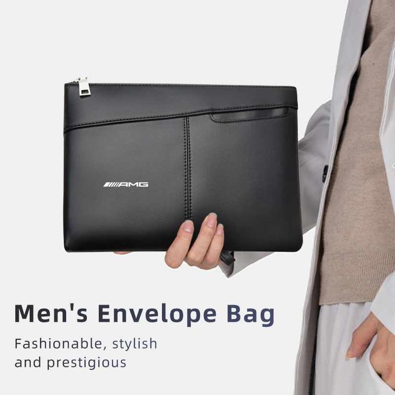 Sac à main Long en cuir avec Logo de voiture pour hommes, portefeuille d'affaires à fermeture