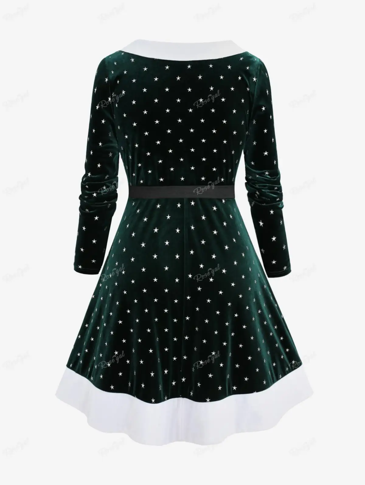 ROSEGAL Plus Size Velvet Layered Dress With Belt 2023 Women Christmas Star Print Bowknot Mini Dresses Autumn Casual Vestidos