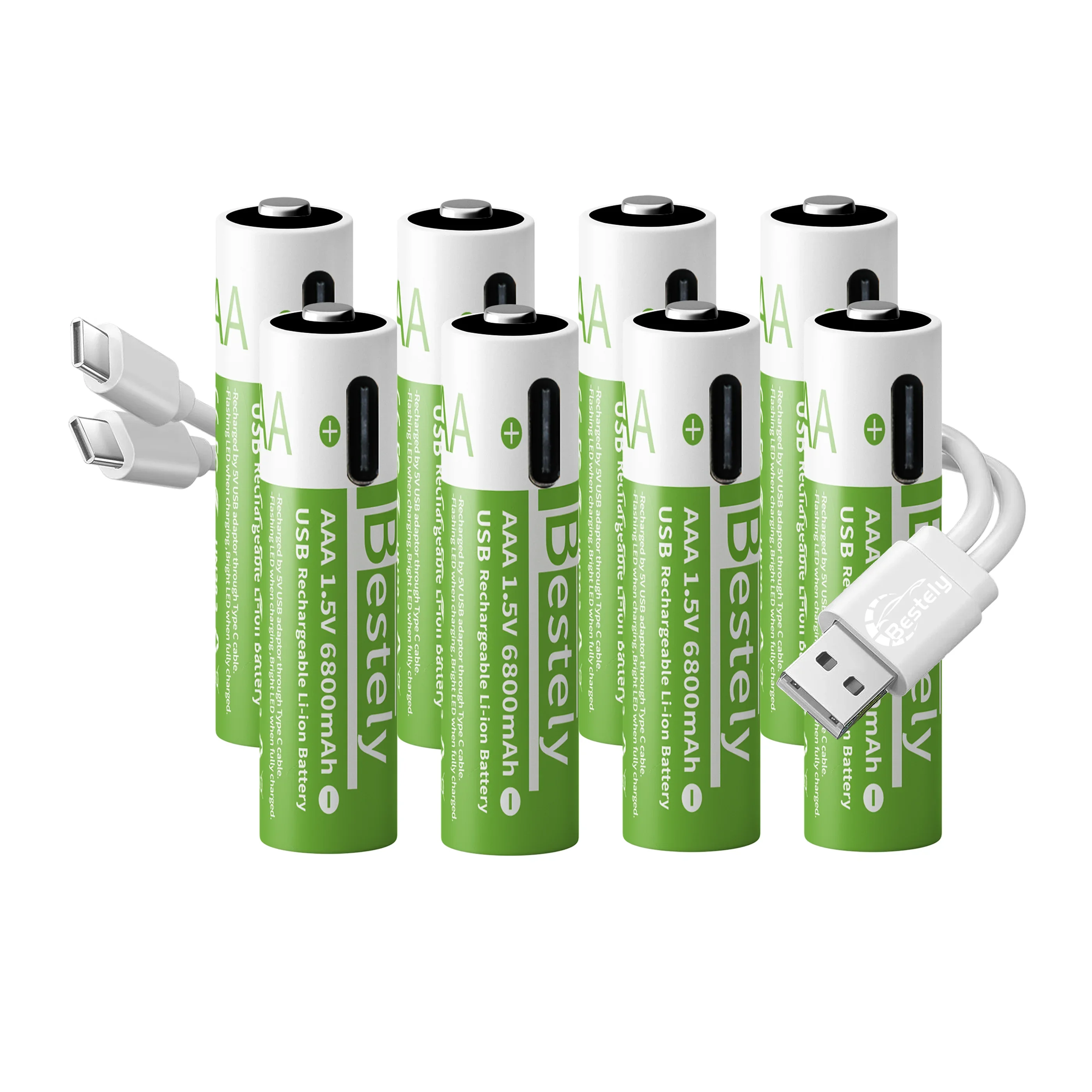 AliExpress BaKKiter New 1.5V AAA 6800mAh Rechargeable Lithium Batteries High Capacity AAA Li-ion Battery Type-C USB 2000 Times Cycle with Free Cable