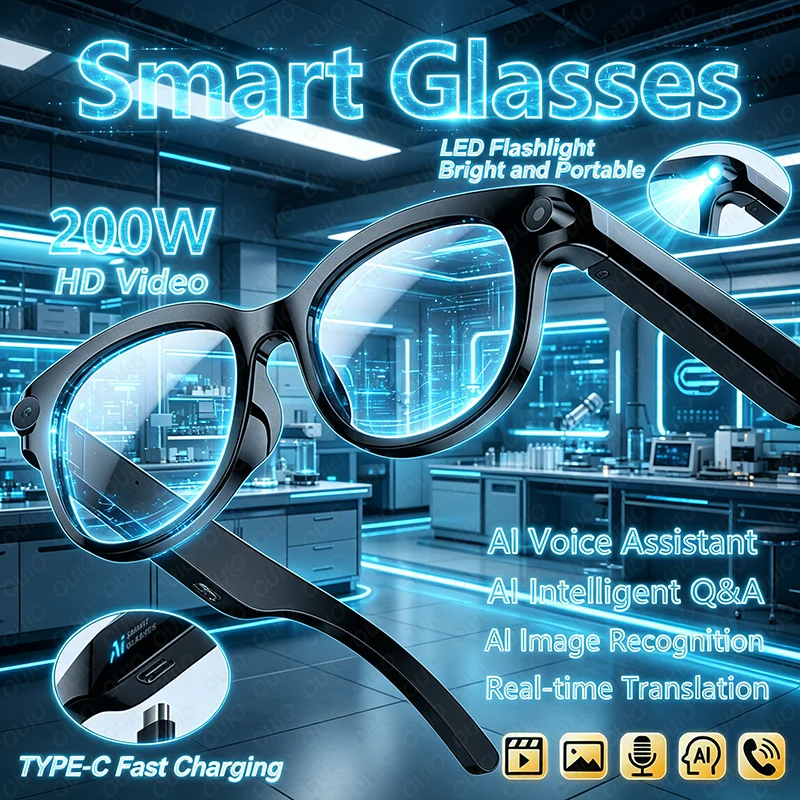 

Новые умные очки 2026 года с голосовым помощником AI, синхронным переводом, HD-камерой 200 МП, записью встреч и Bluetooth-звонками