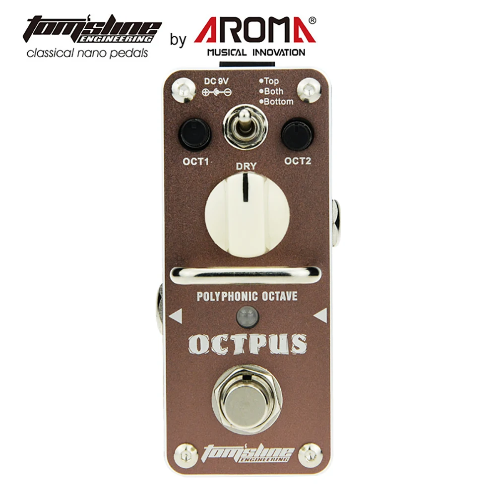 Aroma AOS-3 Octpus Electric Guitar Effects Pedal Polyphonic Octave Mini Single Guitarra Pedal True Bypass Guitar Accessories