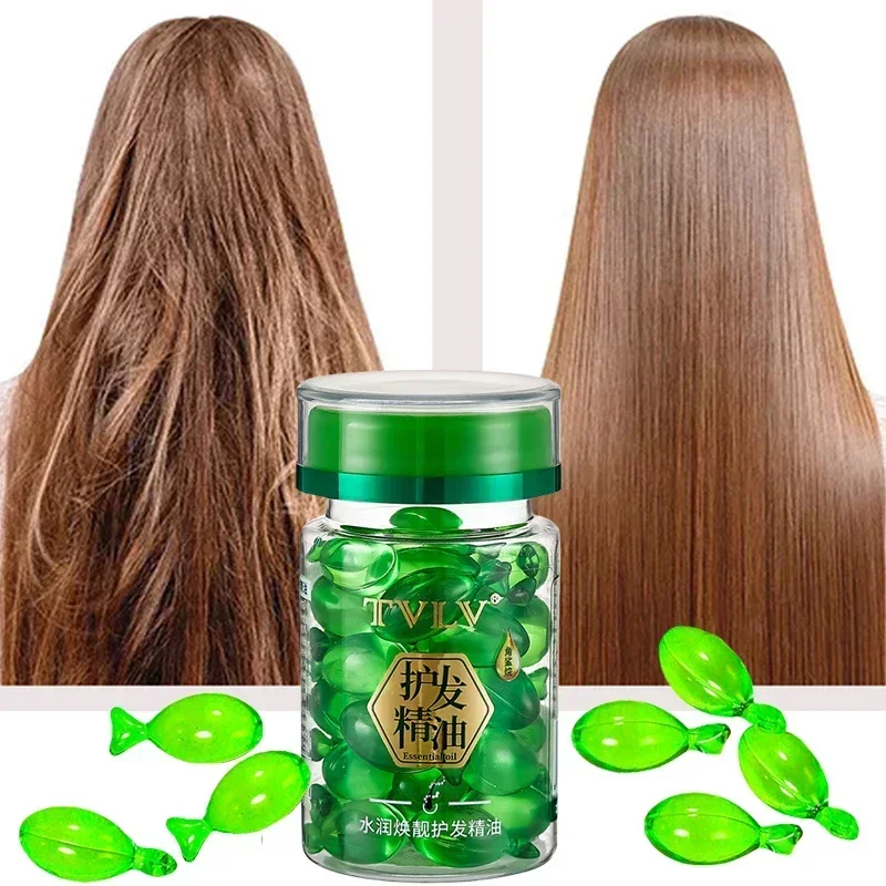 Cápsulas reparadoras de cabello rizado maltratado, Aceite hidratante para el cabello sedoso, alisado, productos nutritivos de esencia para el cuidado del cabello, 800mg