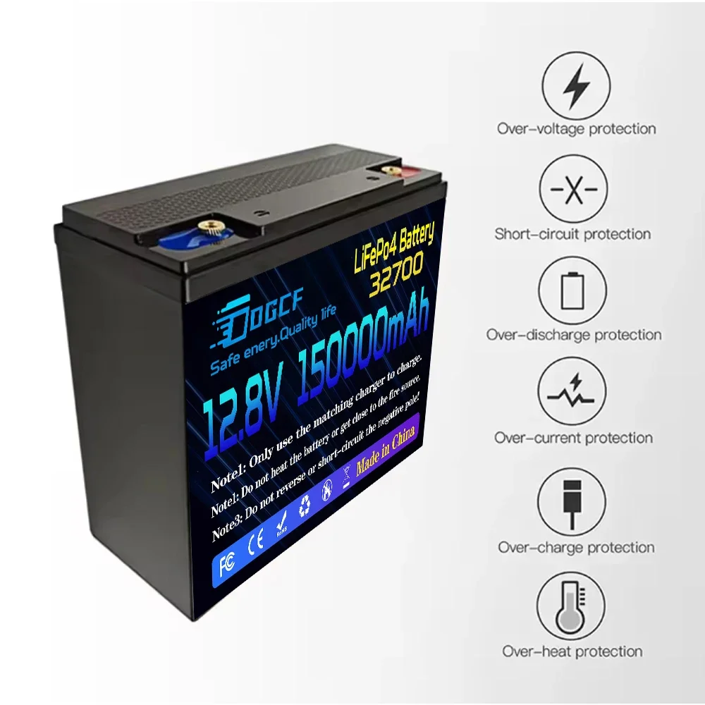 32700 LiFePO4 Battery 12V 100Ah Built-in 100A BMS Rechargeable Lithium Iron Phosphate Solar Power System RV House Trolling Motor