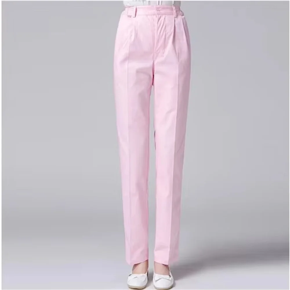 high-quality women anti-wrinkle soft work pants cotton care scrub two side pockets dental health work uniform ladies pants