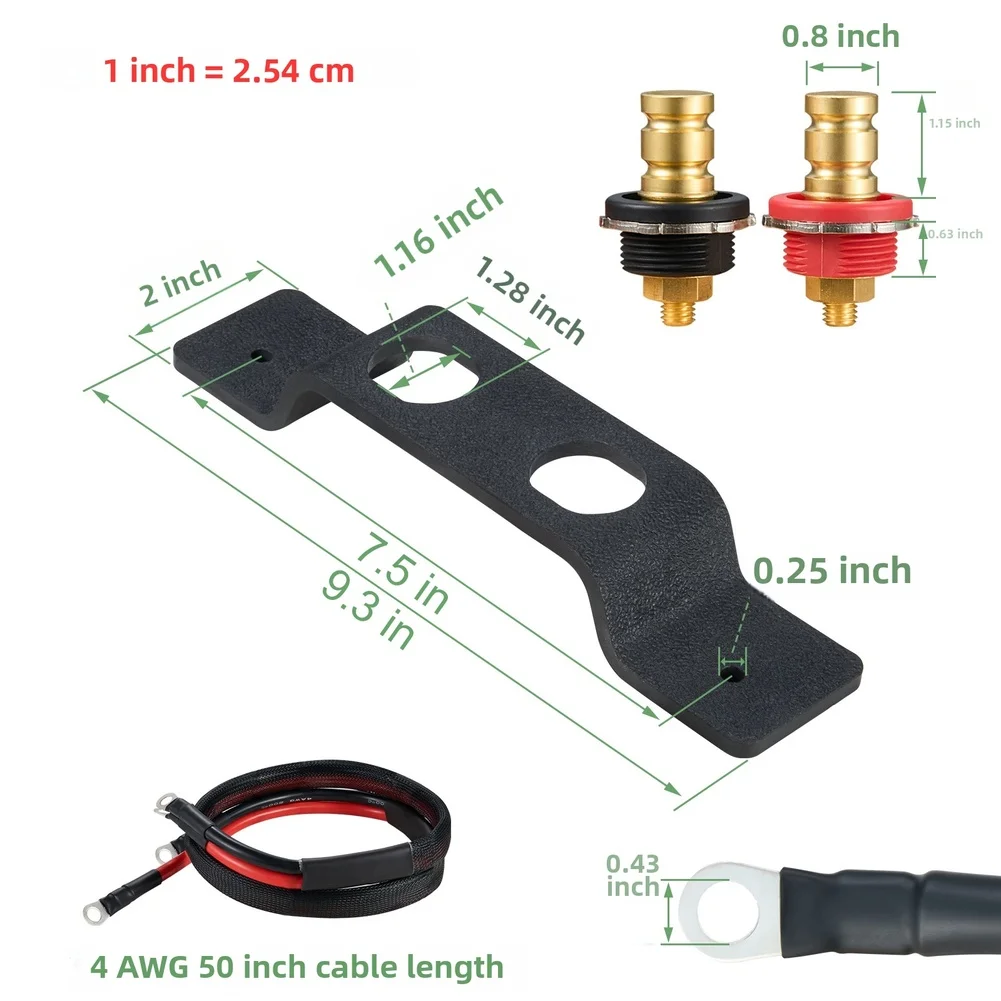 50 Inch 4AWG Automotive Battery Terminal Extender with Pure Copper Conductors and Waterproof Rubber Protection