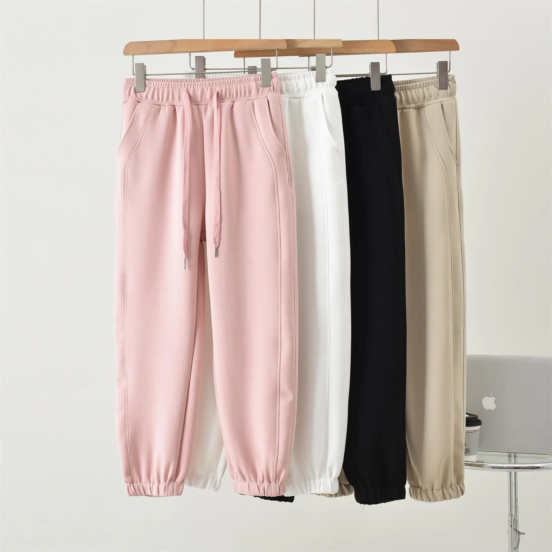 

Spring Cotton Harem Pants Casual Loose Elastic Waist Drawstring Trousers solid color Cuffed Pants High quality