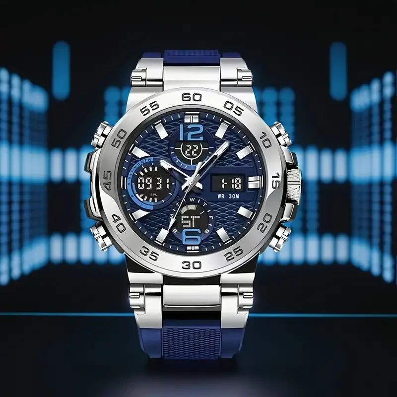 |     ساعة رياضية متعددة الوظائف مضيئة ذات عرض مزدوج للرجال والنساء |     التقويم + المنبه + الموقت |     الطيران سبائك الألومنيوم المضادة للسقوط الاتصال الهاتفي |     الموضة العصرية الأساسية للمراهقين