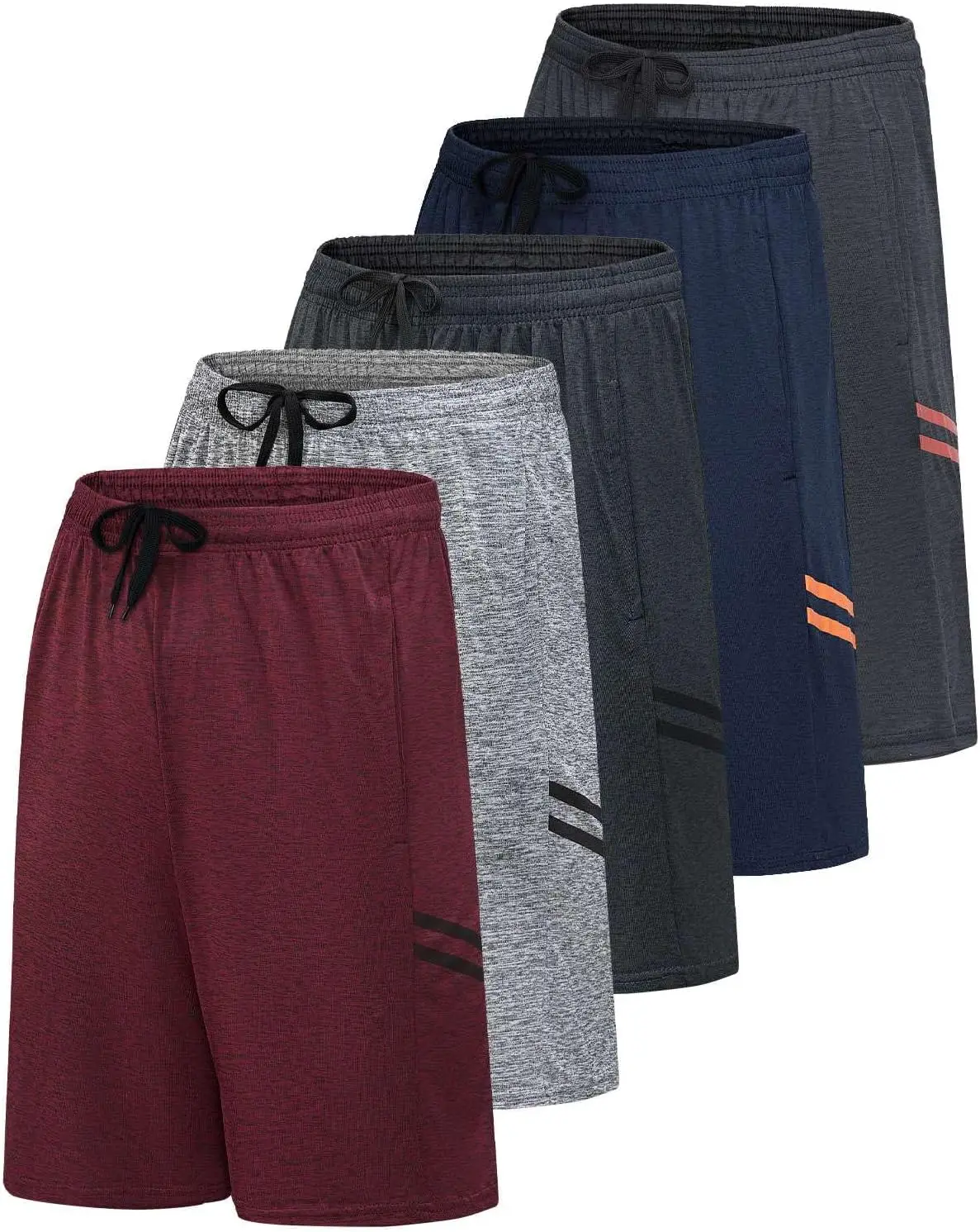 

Мужской комплект из 5 шорт: 9-дюймовые шорты Dry-Fit – для занятий спортом, тренировок, баскетбола, бега, повседневной носки, с карманами.