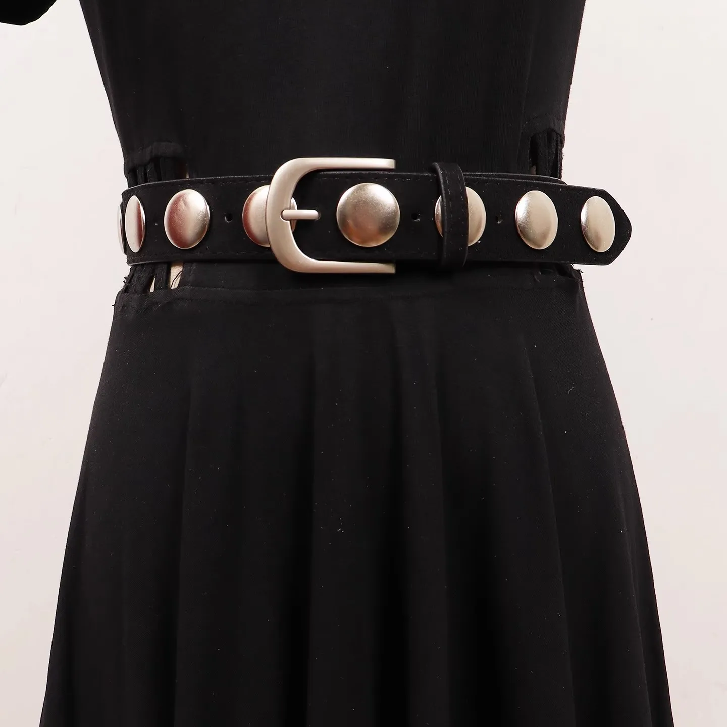 المرأة فو الجلد المدبوغ خمر بولي Leather الجلود برشام فستان Cummerbunds الكورسيهات حزام أحزمة الديكور حزام ضيق R3069
