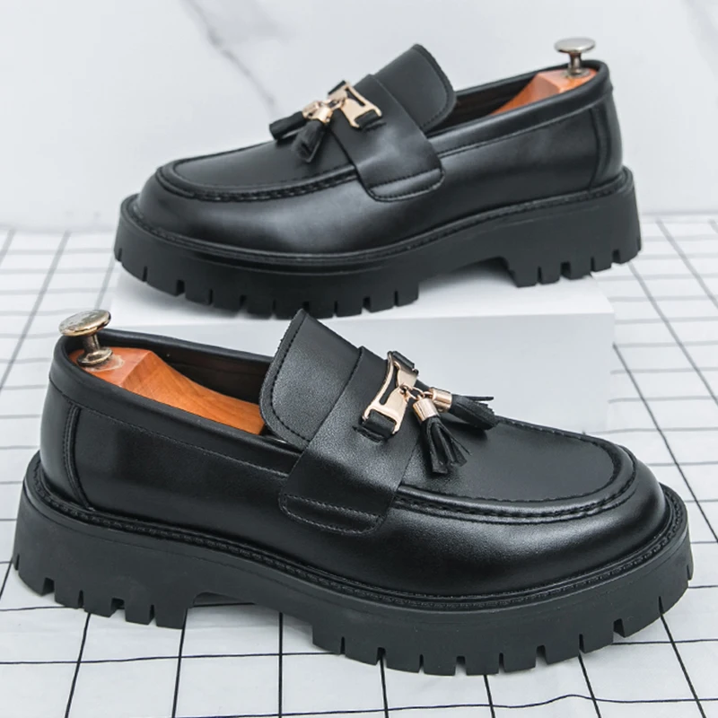 

Классические повседневные кожаные лоферы для мужчин, броги на платформе, массивные кожаные туфли дерби для вечеринок и свадеб, мужские туфли для торжественных мероприятий.