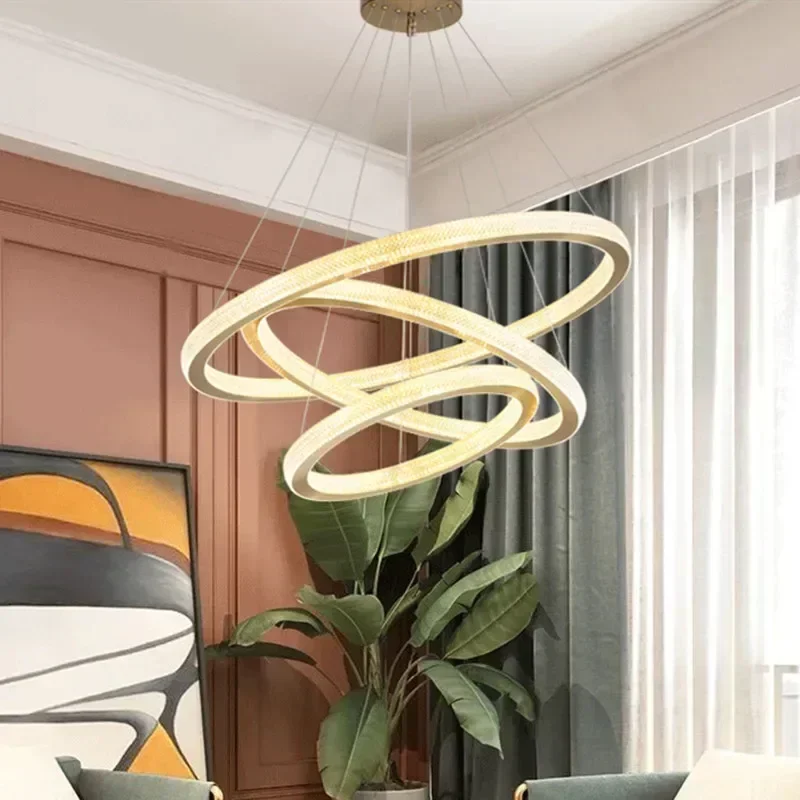 Modern Circular Luxury Crystal LED Pendant Lamp Living Room Restaurant Attic Hotel Exhibition Hall Chandelier Home Decor Light