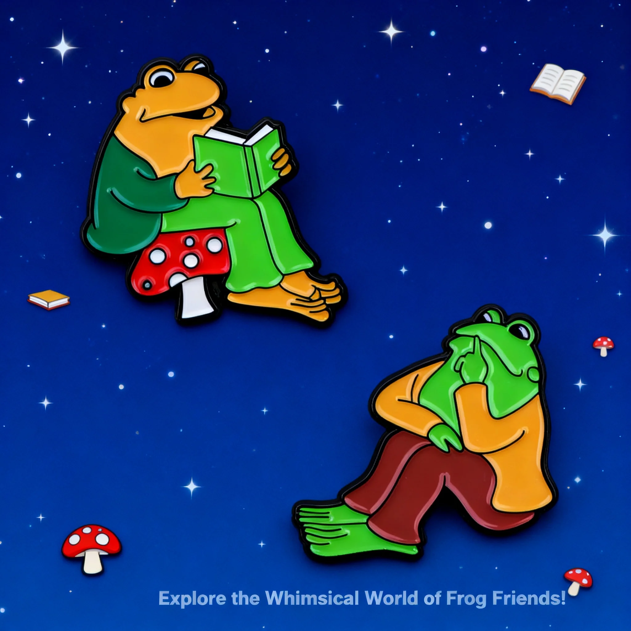 

Frog and Toad Enamel Pin Story Lapel Pins for Backpacks Brooches for Women Clothes Badge Cosplay Accessories Friends Gift Toys