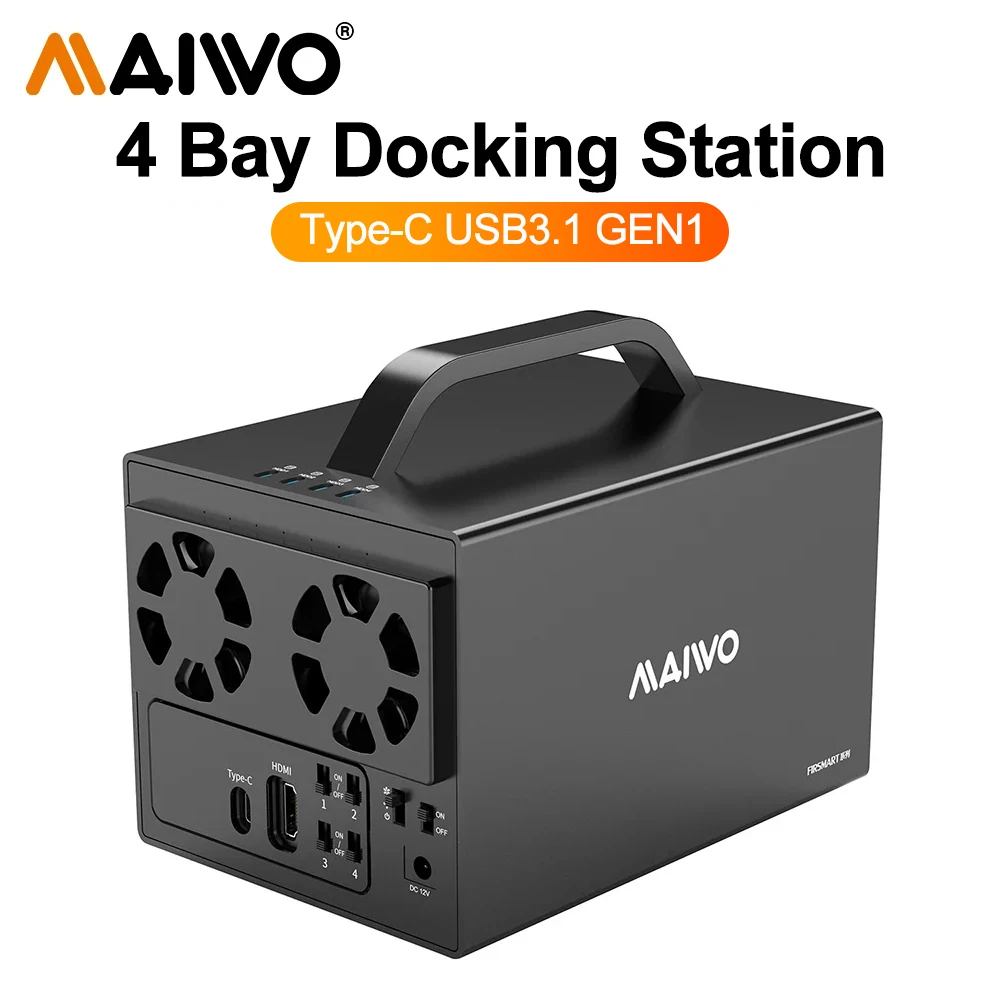 

MAIWO 4 Bays Aluminum 3.5" SATA HDD SSD Hard Disk Drive Enclosure With HDMI/4K High-definition Port Expansion Docking Station