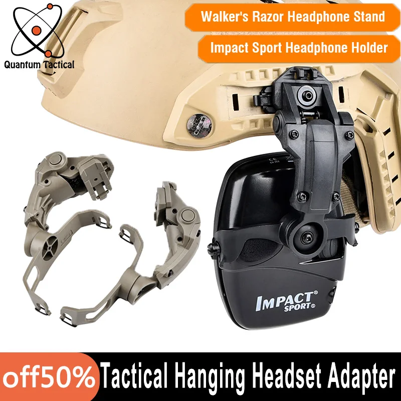 Suporte para fone de ouvido para capacete tático pendurado rápido 360 °   Rotação Walker\'s Razor Headphone StandARC Impact Sport Adaptador de