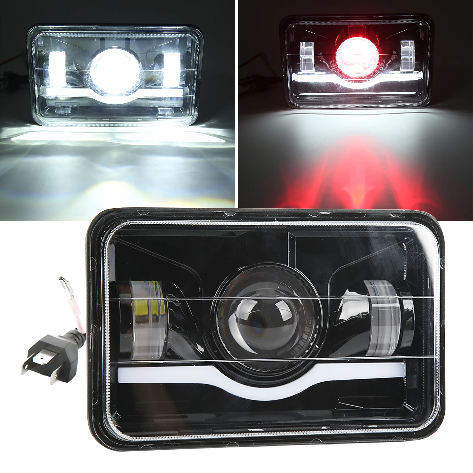 Front Headlamp 3600lm High Brightness Rectangular LED Headlight Waterproof IP67 45w Aluminum Alloy Housing for Car Parts