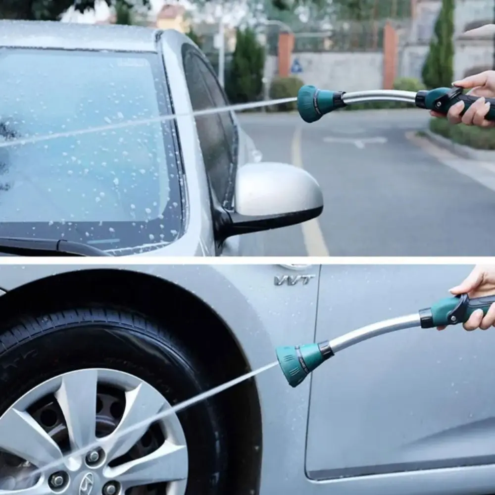 

Long Handle Garden Hose Spray Showerhead Comfortable Grip 5 Spray Patterns Adjustable Spray Nozzle Effort-saving Design