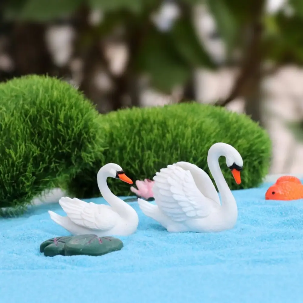Mini Craft Swan Miniatures Animal Cute Goose Model DIY Lover Swan Ornaments Micro Landscape