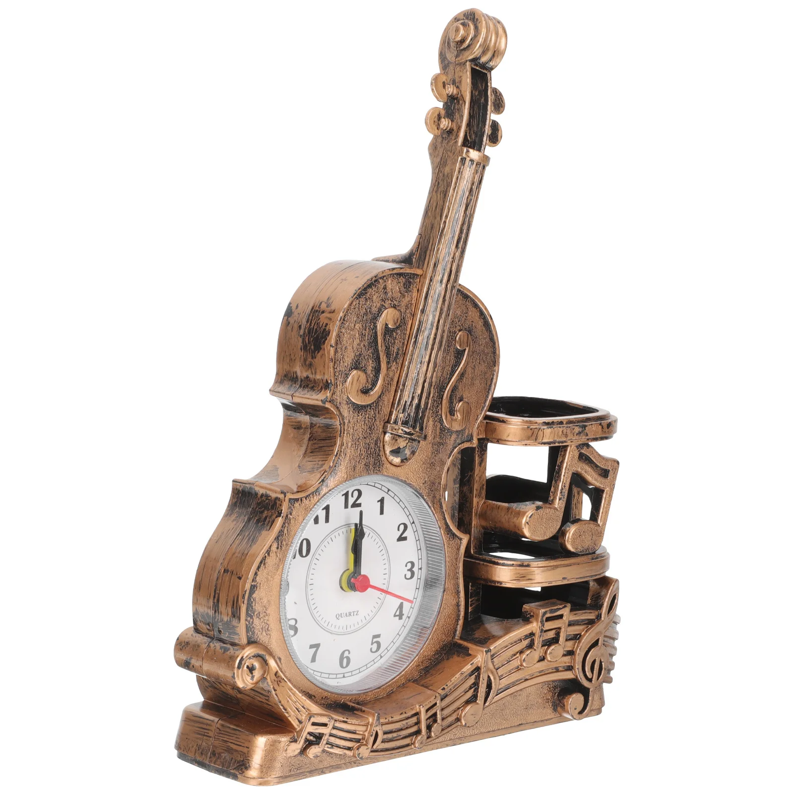 

Violin Clock Pen Holder Desktop Decoration Storage For Pens Makeup Brushes Unique Creative Design Table Clock Home Office