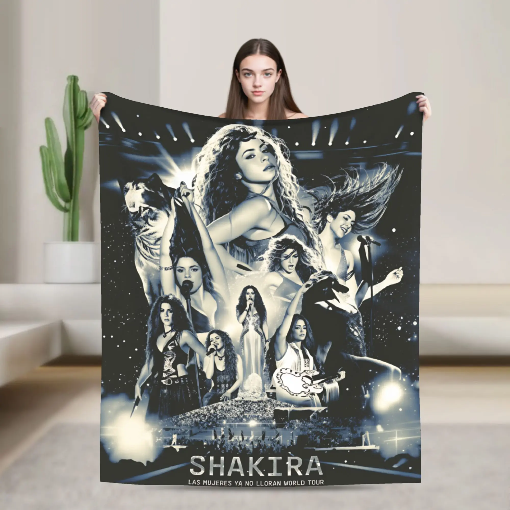 Shakira Blanket Singer Pop Decorative Flannel Throw Blanket For Couch Chair Sofa Bed Warm Soft Design Quality Bedspread Present