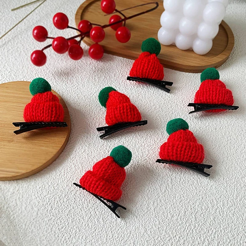 5Pcs Christmas Hair Clips Santa Hat Hair Grips Barrettes Hairpin Hair Accessories