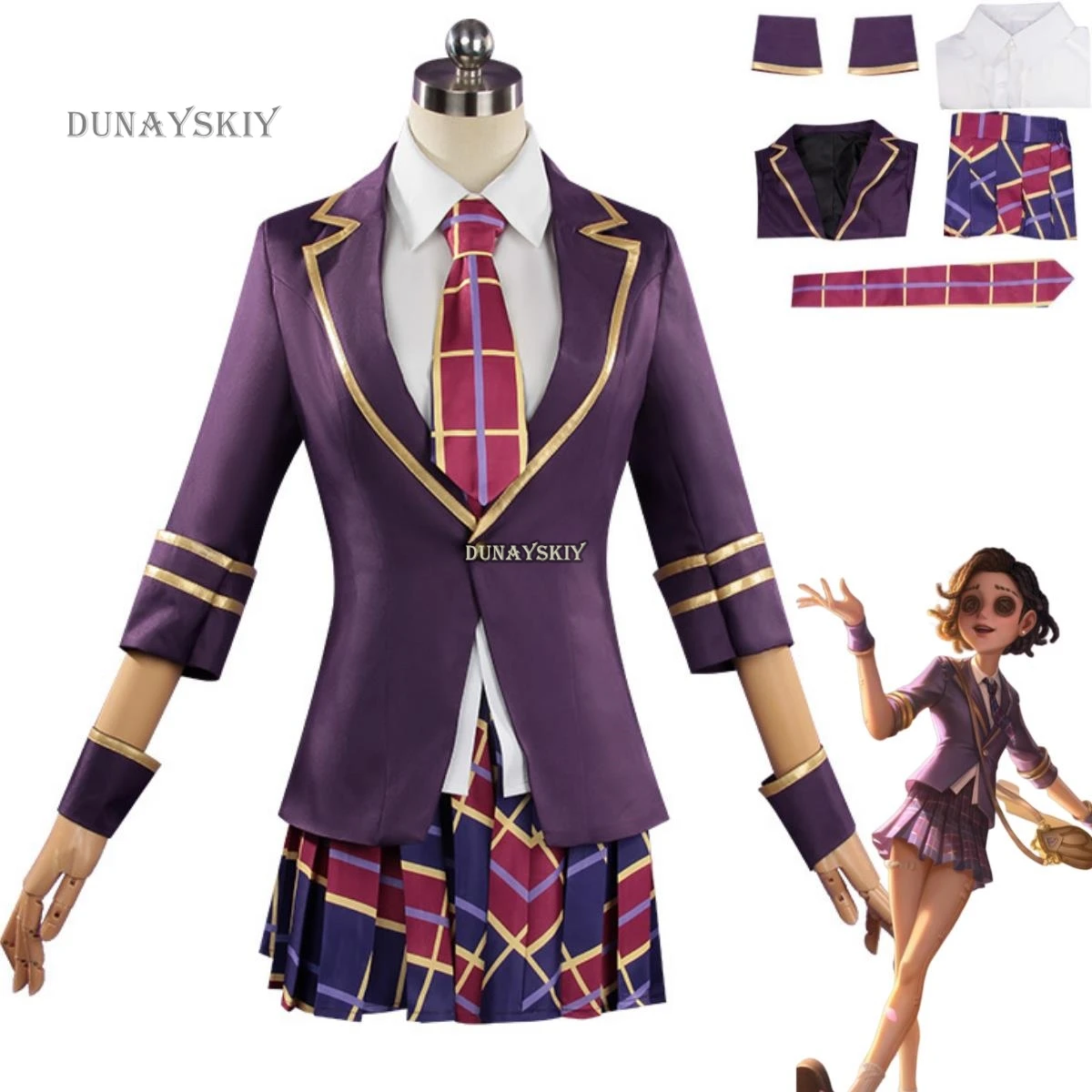 

Game Identity Ⅴ Margaretha Zelle Cosplay Costume Female Dancer Ivory Tower Purple JK Uniform Coat Woman Lovely Halloween Suit