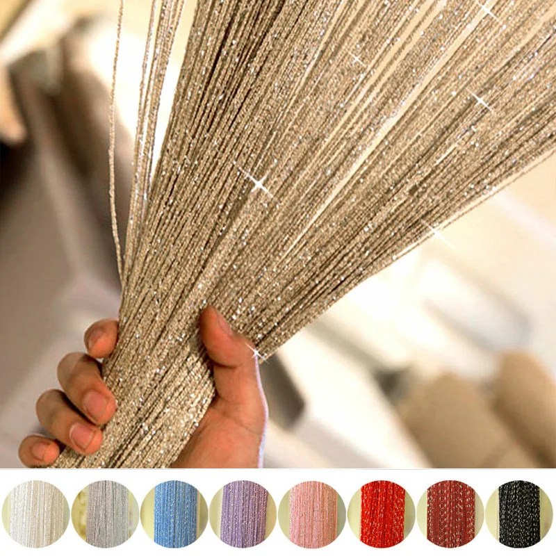 1 piece 100x200cm Glitter String Cheap Door Curtain Beads Room Dividers Beaded Fringe polyester fabric Window Panel 1x2m