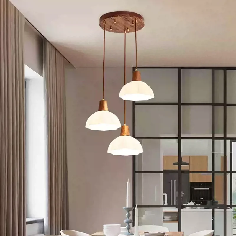 Modern Bar Counter Black Walnut Restaurant Chandelier Three Head Glass Nordic LED Table Light Restaurant Light