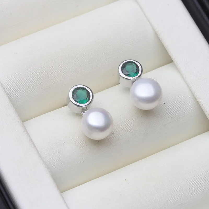 

Genuine Silver 925 Stud Earrings Pearl,White Natural Fresh Water Mini Pearl Earrings Jewelry Wife Mother Party Gifts Pink Black