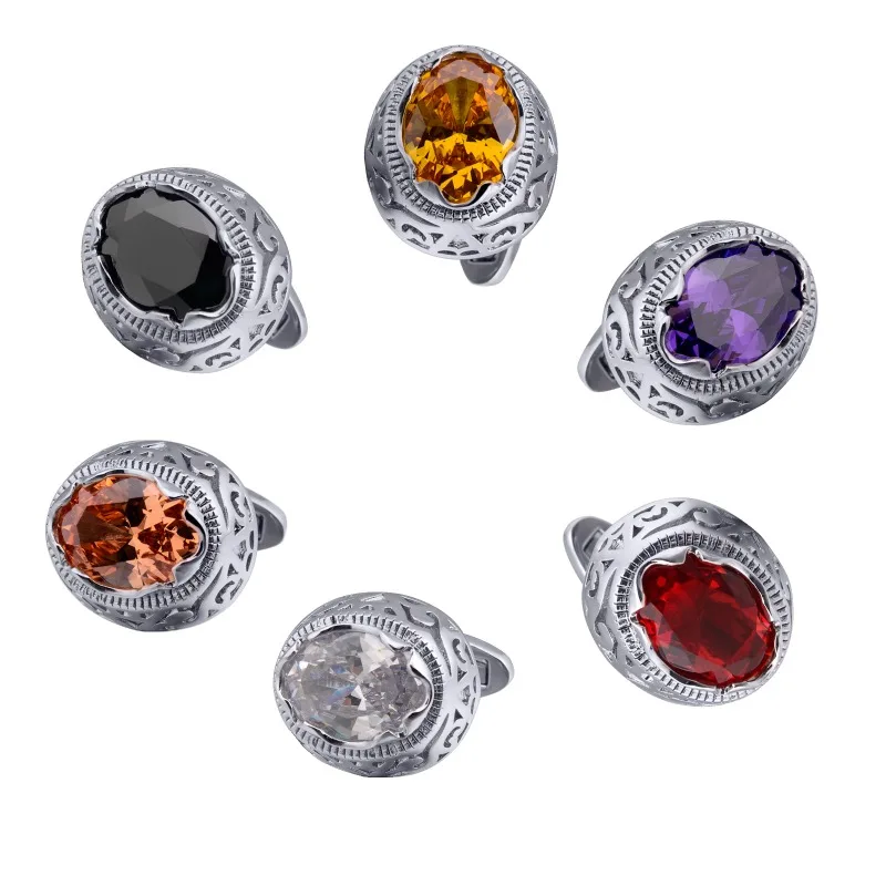 الرجال الراقية جوفاء خارج الزركون أزرار أكمام البيضاوي حمامة البيض الأحجار الكريمة الفرنسية كم مسمار الملحقات هدايا الأعمال غير رسمية #2