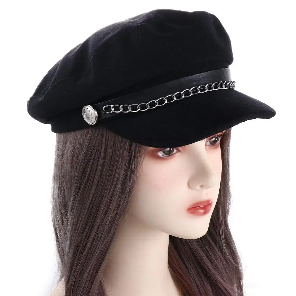 Retro elegante per Unisex stile britannico inverno autunno uomo Sailor Caps Flat Navy cappelli donna Captain Caps Streetwear berretti