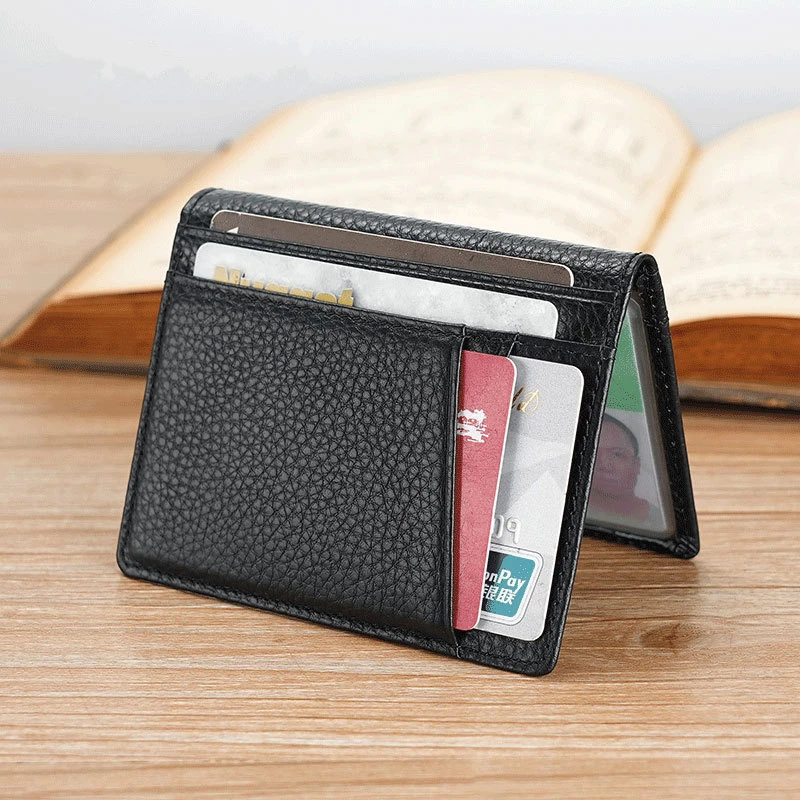 

Super Slim Soft Wallet Genuine Leather Mini Credit Card Holder Purse Thin Small Card Bags for Women Men Driver's License Cover