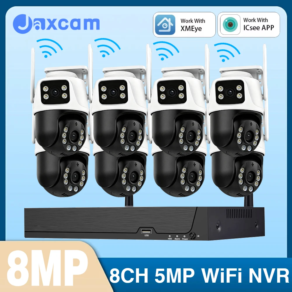 

ICsee 8MP Security Camera System IP Camera Wifi PTZ Camera Outdoor CCTV Color Night Vision Recordable Wireless System NVR Kit