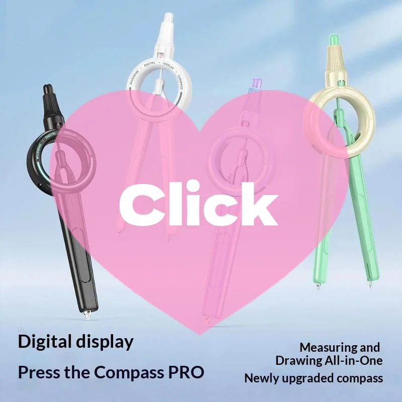 Digital Display Push Button Compass Multifunctional Drawing Tool ABS Integrated Ruler With Scale For Primary Students