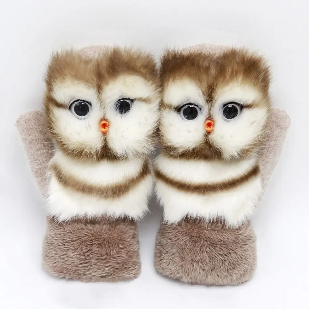 New Fleece Lined Warm Winter Gloves Animal Pattern Thickened Gloves Korean Style Animal Gloves Winter Wear