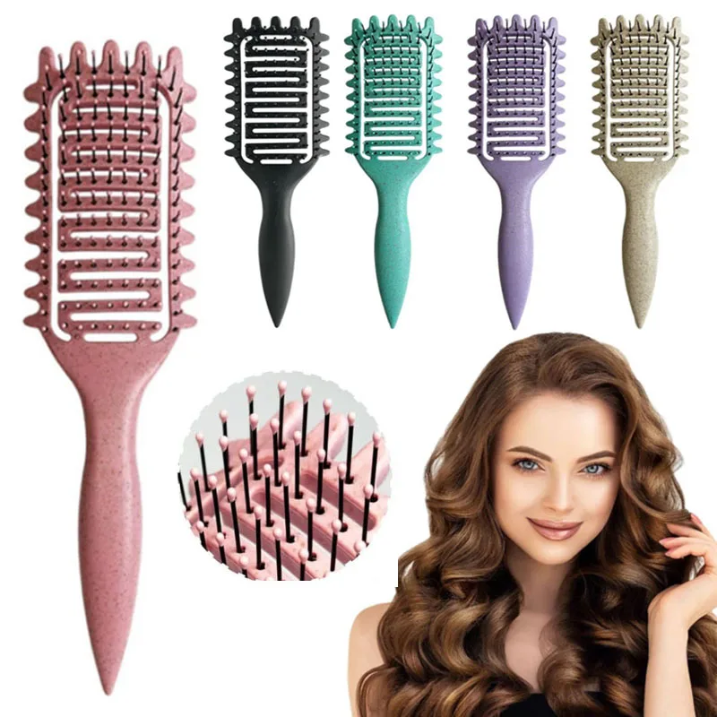 

Щетка для укладки локонов, выдалбливаемая щетка для распутывания волос, расческа для плетения влажных вьющихся волос, формирующая кудри, парикмахерские инструменты