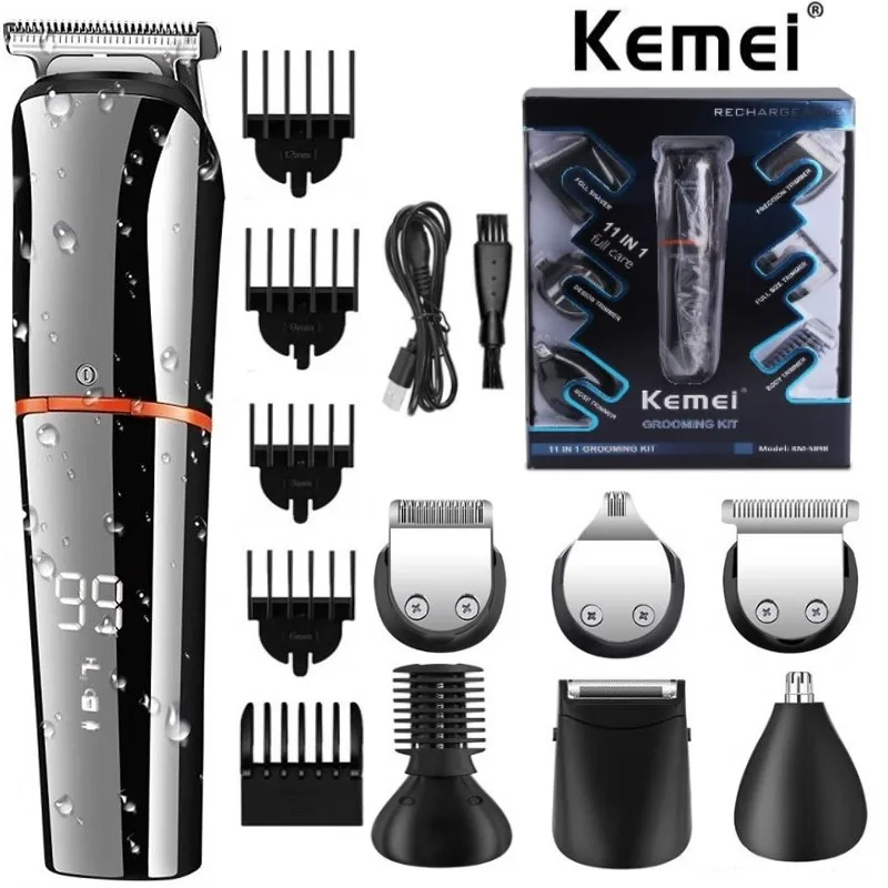 Original Kemei Digital Display All In One Hair Trimmer For Men Eyebrow Beard Trimmer Electric Hair Clipper Grooming Kit Haircut