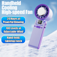 2025 New Turbo Fan Rechargeable Electric Handheld Fan 100 Speeds Adjustable Portable Outdoor Foldable Mini Air Cooling