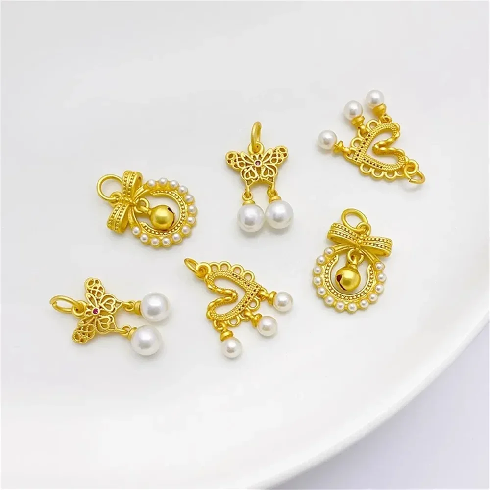 Ancient French Gold Bow Beizhu Bell Gourd Separated By Beads Handmade Diy Bracelet Necklace Jewelry Material Accessories L455