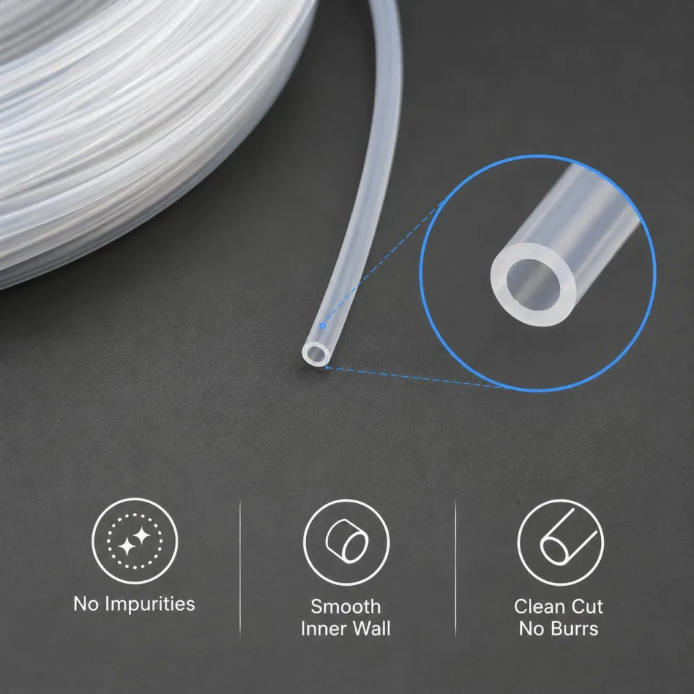 Transparent PTFE Capillary Tube ID 0.8mm-4.35mm High Temperature Resistant Insulation Corrosion Resistant Insulating Tubing